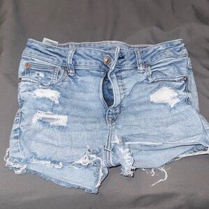 American Eagle Outfitters Ripped Light Blue Jean Shorts
